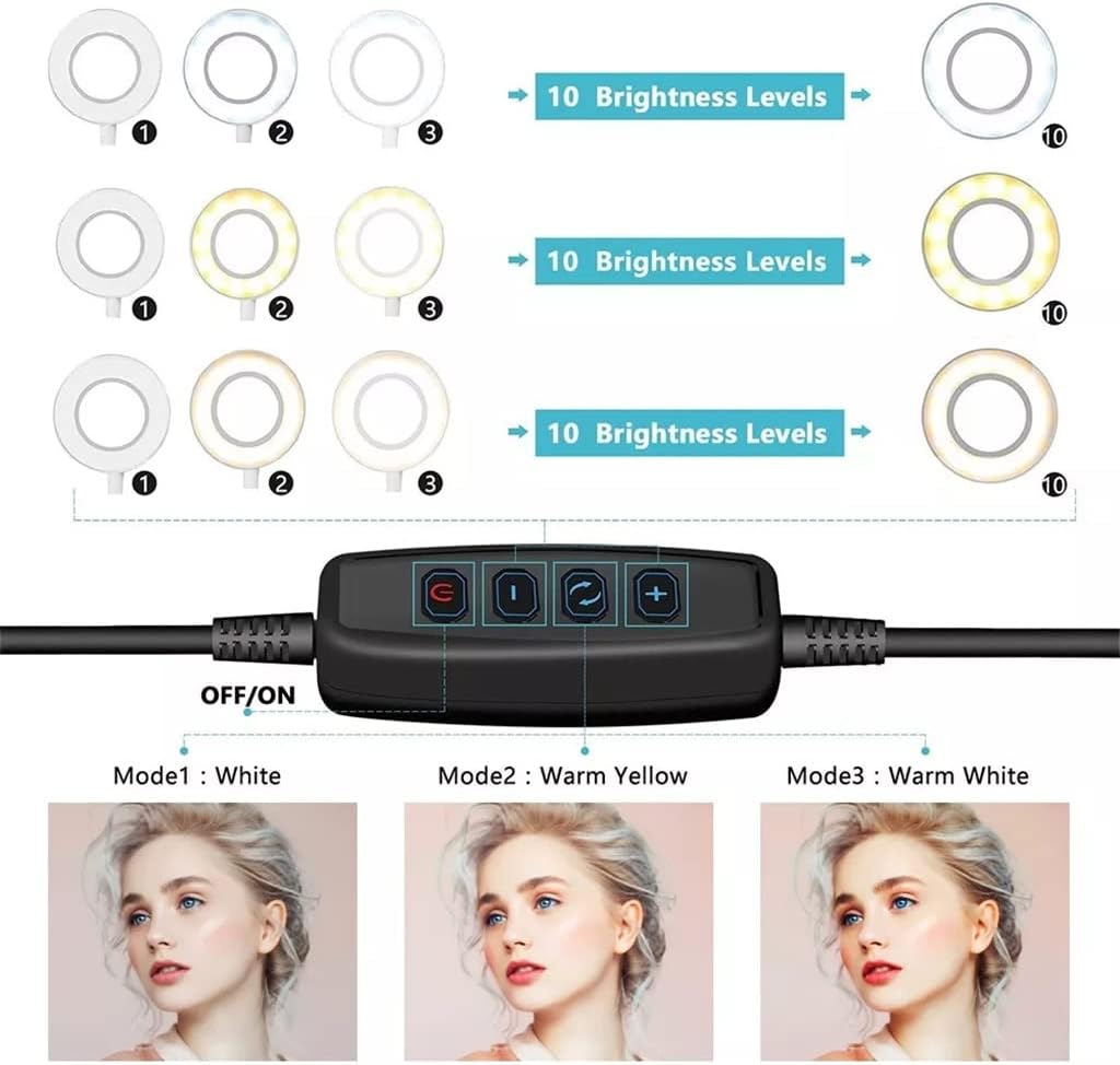 Selfie LED Light Tabletop Shooting Lamps Studio with Phone Holder for Video Photo Makeup(OneColor)