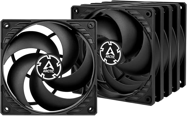 ARCTIC P12 (5 Pack) - 120 mm Case Fan, Pressure-optimised, quiet motor, Computer, Fan Speed: 1800 RPM - Black