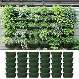 LaLaGreen Vertical Garden Planter – 30 Pack 13 Inch Dark Green Plastic Hanging Planter for Living Wall and Plant Display, Garden Pot for Fence Mount, Balcony Decor, Flowers and Herbs Space Saving