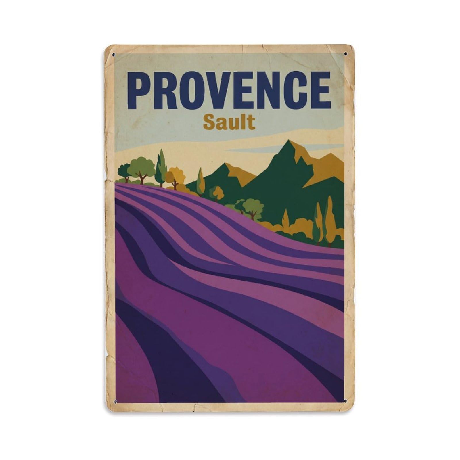 Gead 8X12inch Style Vintage Travel Provence Sault Fields Metal Tin Sign
