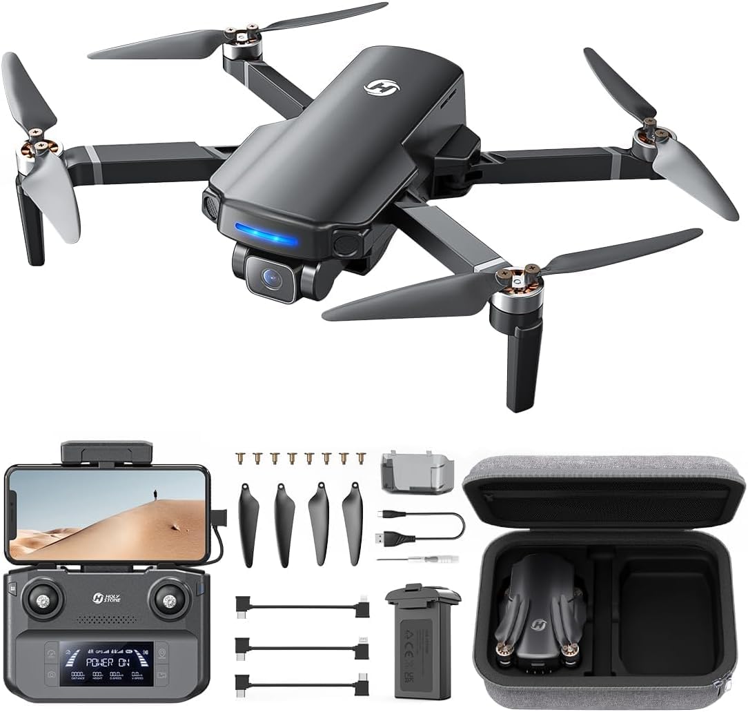 Holy Stone HS360S GPS Drone con cámara 4K UHD para Adultos Principiantes, FPV RC Quadcopter Plegable con Rango de Control 3KM, Motor sin Escobillas, Follow Me, Smart Return Home, Transmisión 5G, 249g