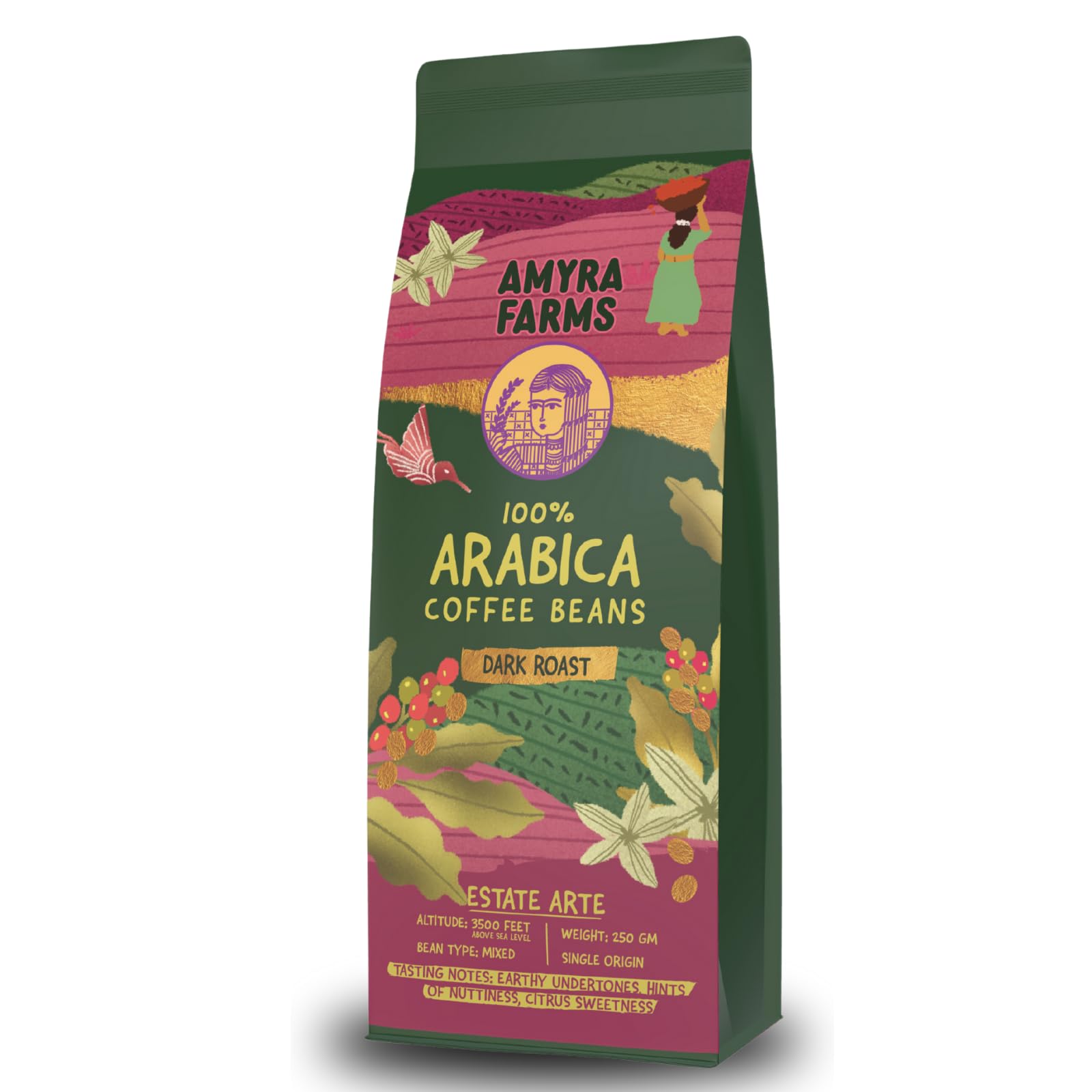 Amyra Farms Speciality Grade 100% Arabica Coffee Beans (Whole Beans) | Dark Roast | Freshly Roasted | Shade Grown | Sun Dried | Single Origin | Direct from our farms in Chikkamagaluru | 250G (B0D7NHMK5P) Amazon Price History, Amazon Price Tracker