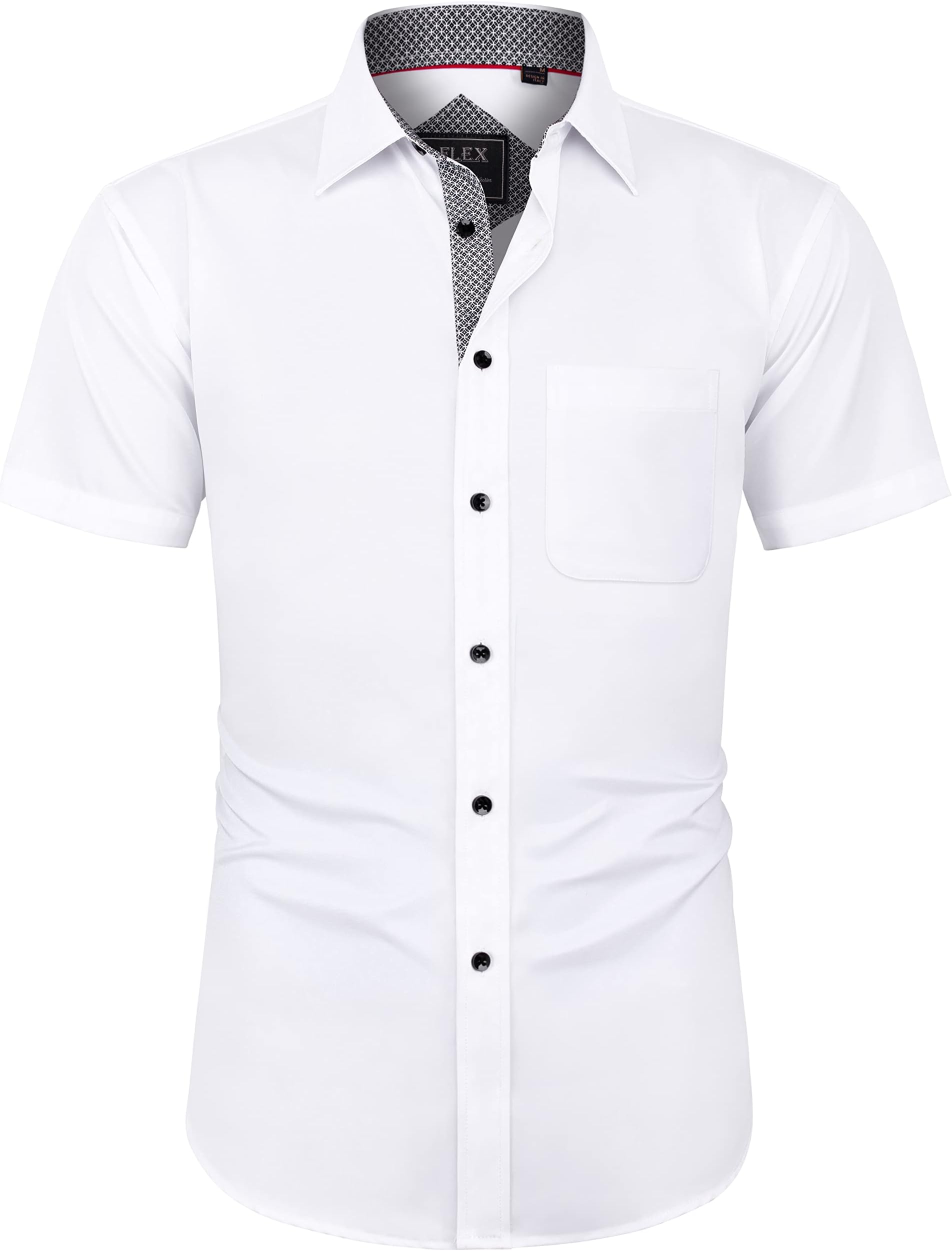 J.VERMen's Short Sleeve Dress Shirts Stretch Wrinkle Free Casual Button Down Shirts with Pocket for Business Wedding