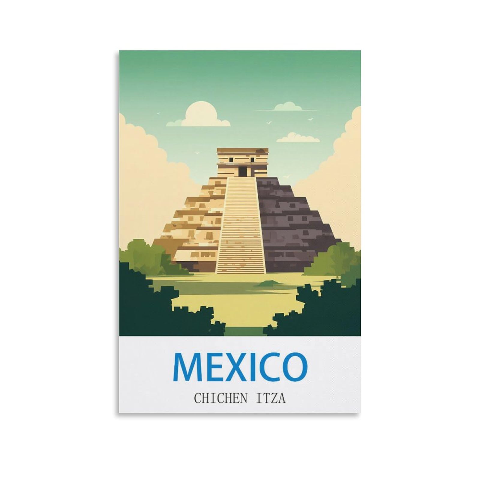 Ezmlfa A337 Diy Frameless Paint By Number Kits Mexico Chichen Itza Paint By Numbers For Kids & Adults & Beginner, Diy Canvas Painting Gift Kits 30X40cm
