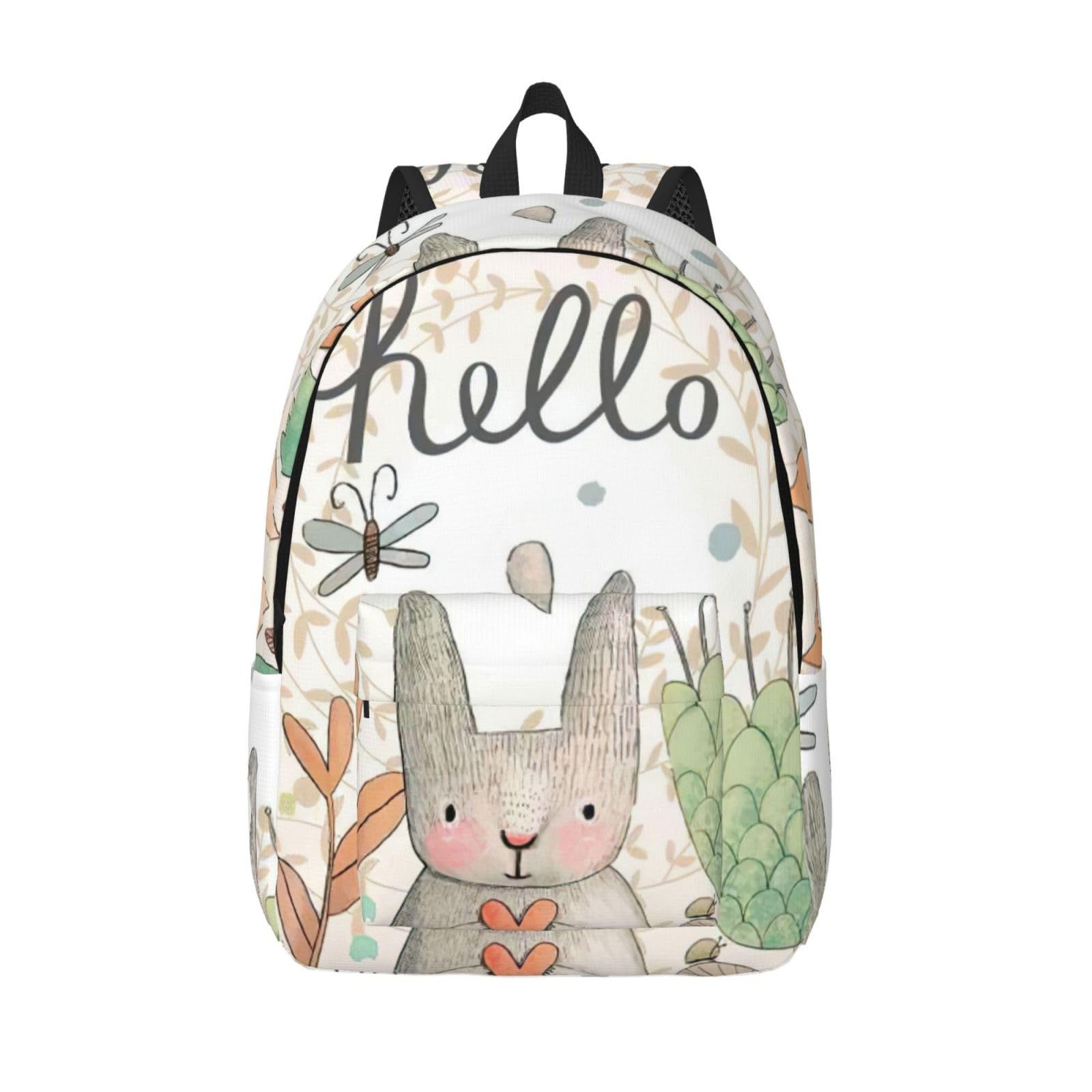 MDATT Lindas mochilas de conejo con mariposas y flores, mochilas elementales para niñas y niños, a la moda, casual, para viajes, universidad, profesor