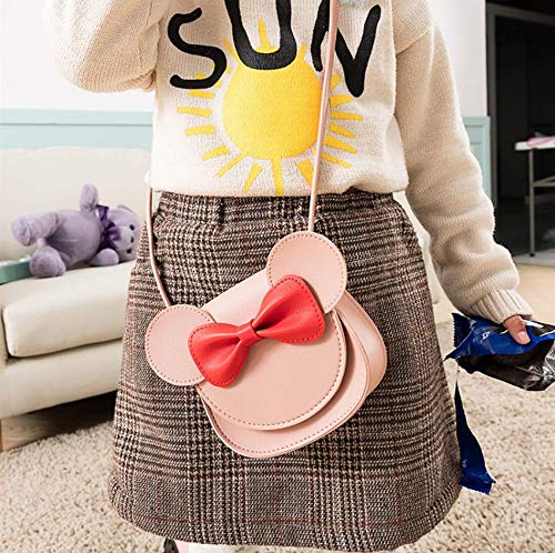 Bolsa de Ombro Feminina Infantil de Couro Sintético Bolsinha De Mão Infantil Laço Várias Cores Fashi