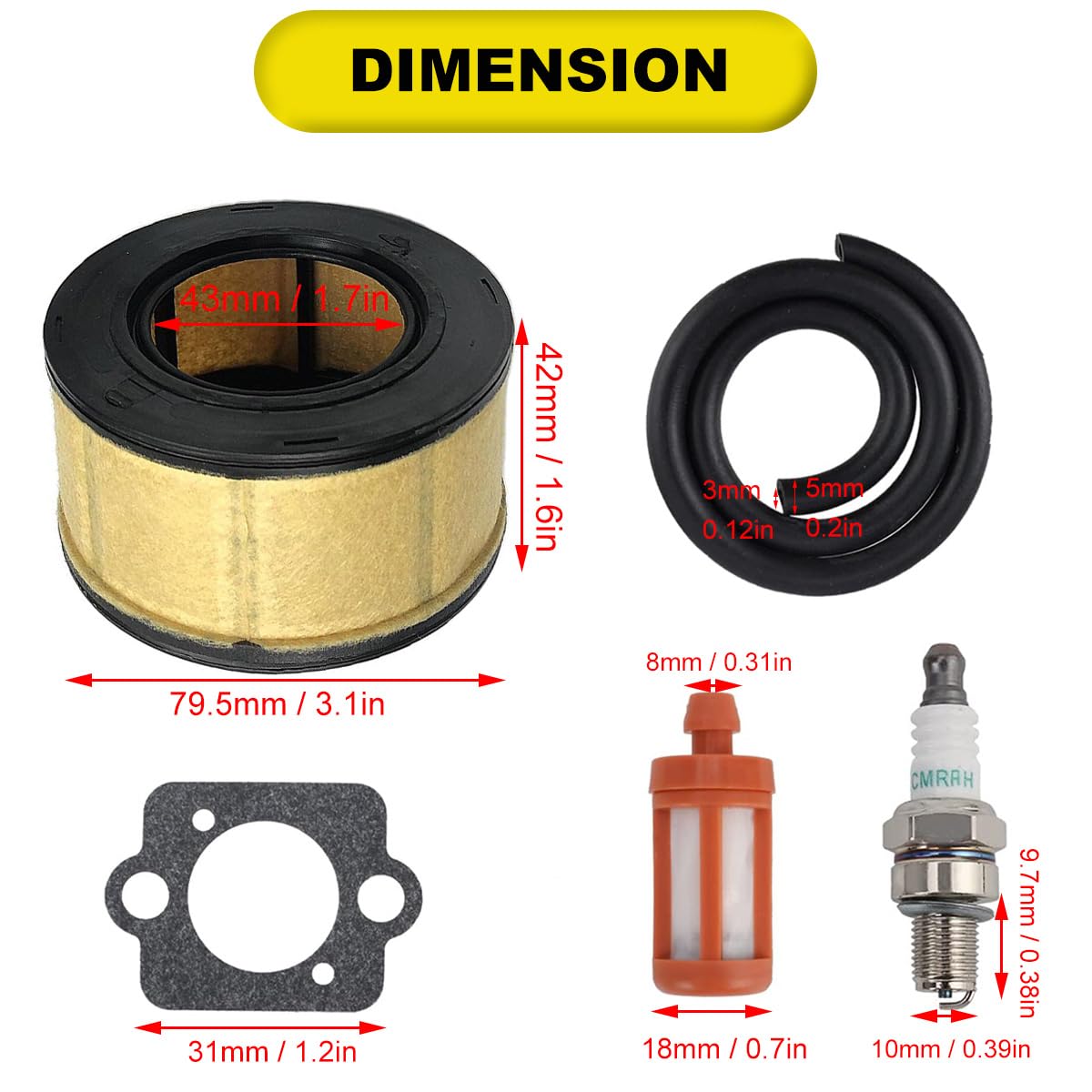 ZAMDOE Carburateur Compatible pour Stihl MS251 MS231 MS 251 MS231 Tronçonneuse avec Filtre à air Bougie d'allumage Filtre à Carburant Filtre à Huile Kit d'entretien C1Q-S233 1143-120-0617