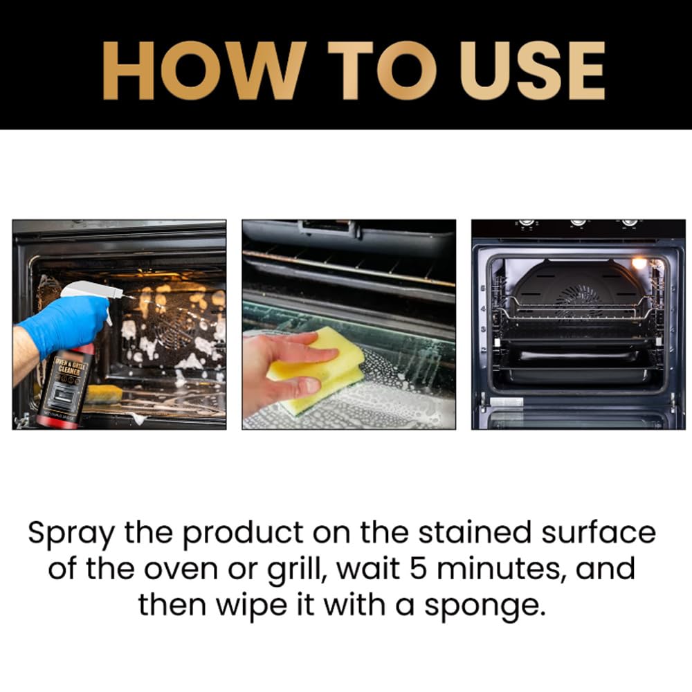 Oven and Grill Cleaner Spray, Oven Cleaner Heavy Duty Spray, Kitchen All Purpose Cleaners Sprays, Multi-purpose Cleaners for Microwave, Ovens, Grills, BBQ (3pcs)