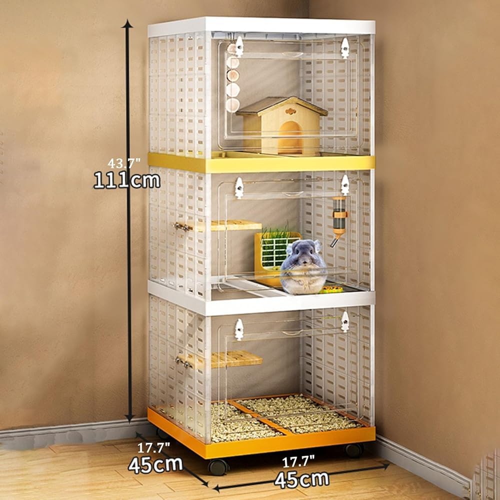 Jaula de conejito de interior, jaula de chinchilla, jaulas de cobayas, panel acrílico transparente, fácil de mover para ratas adultas, hurones, chinchillas, jaula de animales pequeños con accesorios