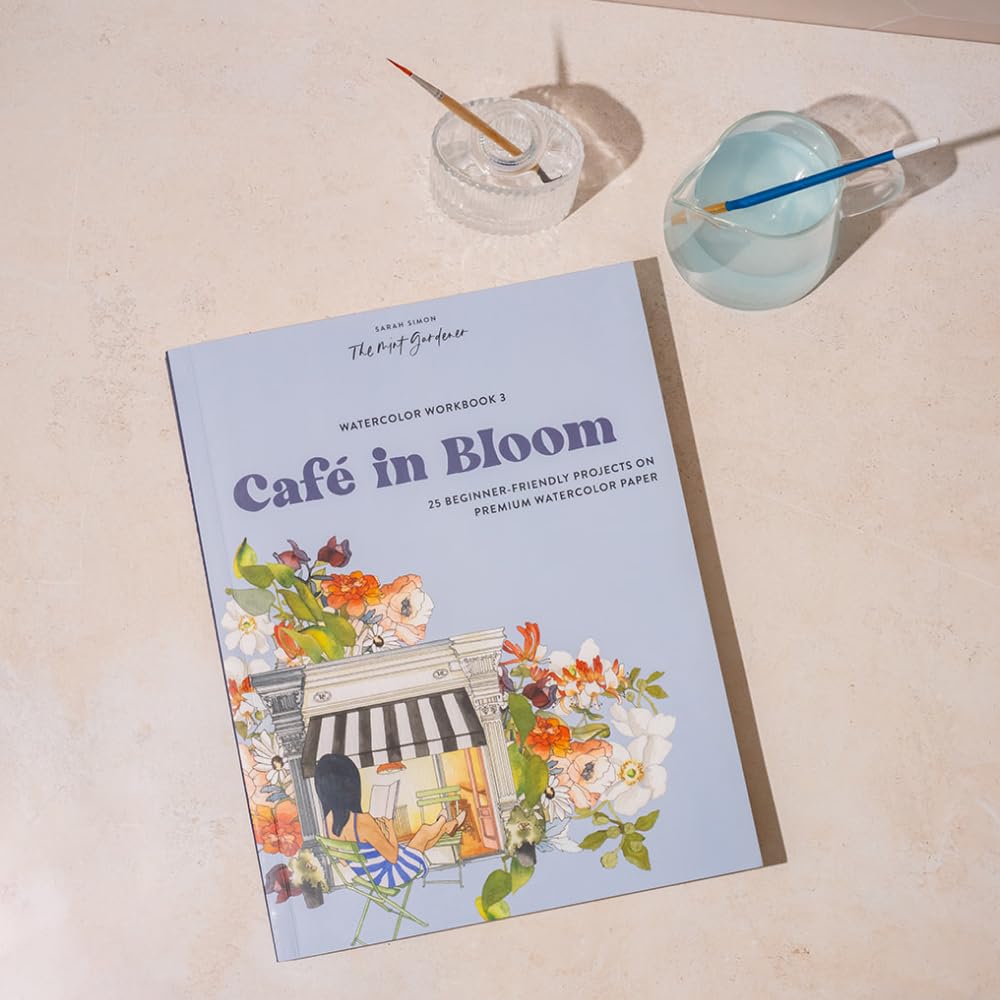 Watercolor Workbook: Café in Bloom: 25 Beginner-Friendly Projects on Premium Watercolor Paper: 3