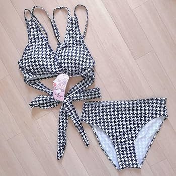 Amazon.co.jp: 水着 千鳥柄 ビキニ レディース Mサイズ