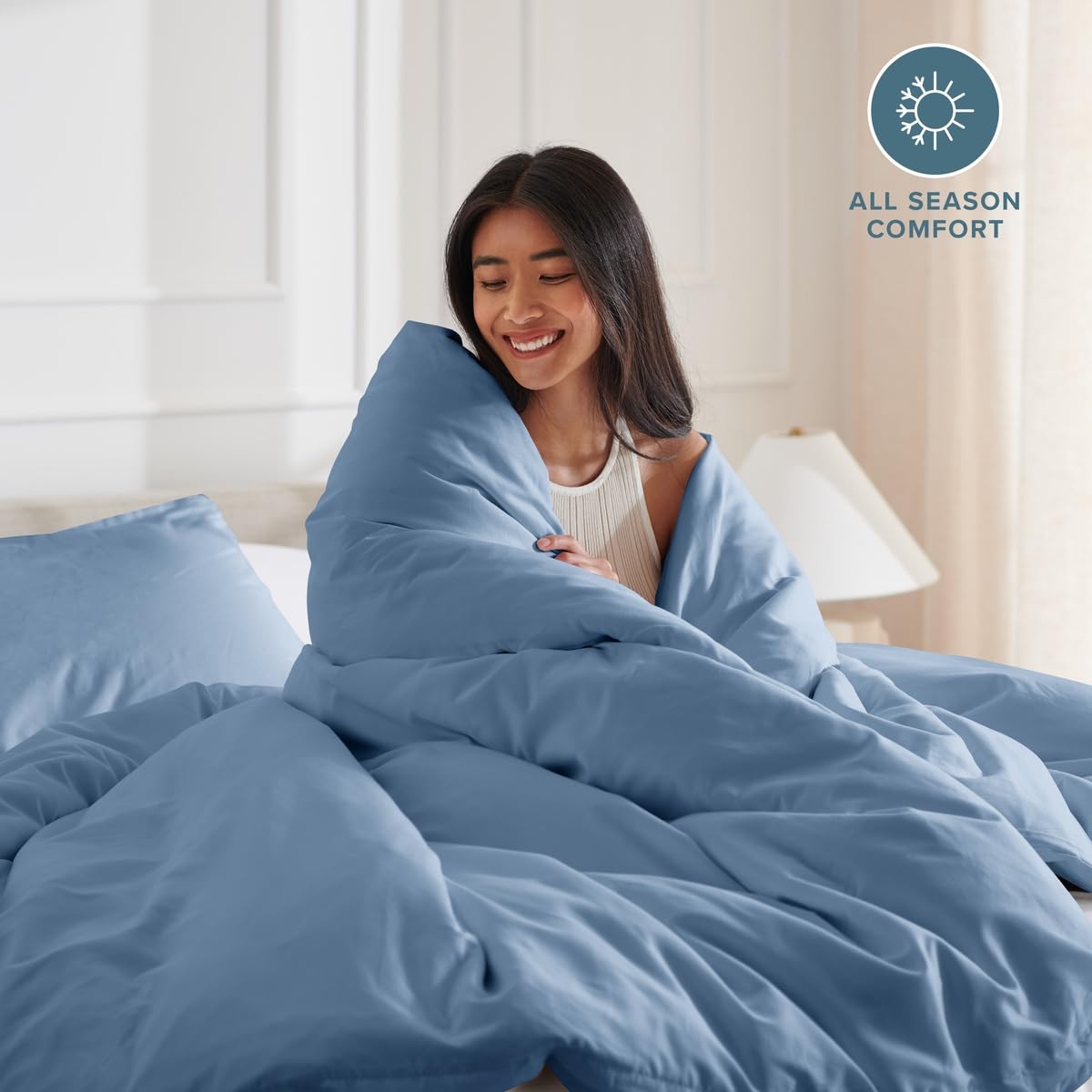 Bare Home Duvet Cover Set 1800 Ultra-Soft (Queen, Coronet Blue) view 3