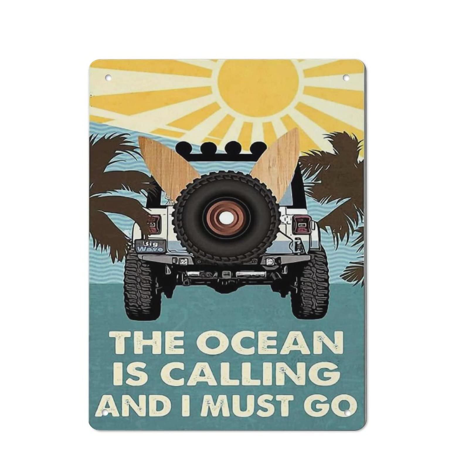 AOOEDM The Ocean Is Calling And I Must Go Tin Metal Sign Wall Decor Funny Inspirational Quote Wall Art Sign Vintage Tin Signs For Home Coffee Bar Man Cave Sign Pub Poster