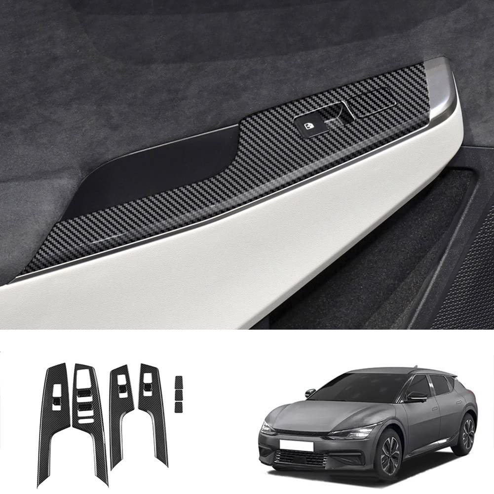 Cover Interruttore Finestrino In Stile Carbonio Per Kia EV6 (2022+) - Set 4 Pezzi, Protezione Bracciolo Interno