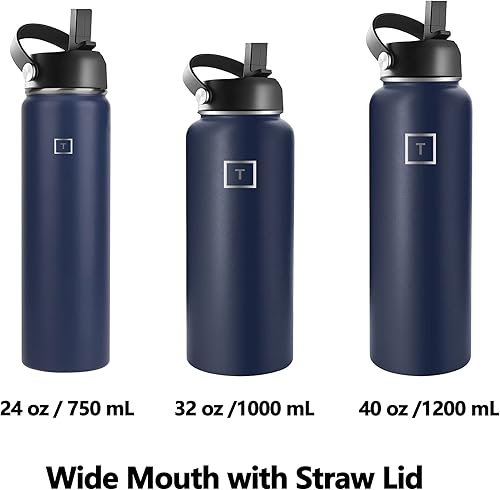 Miniatura 4 de Botella de agua de 24 onzas para 2 tapas (tapa con pajilla), a prueba de fugas de acero inoxidable con aislamiento al vacío, doble pared, taza