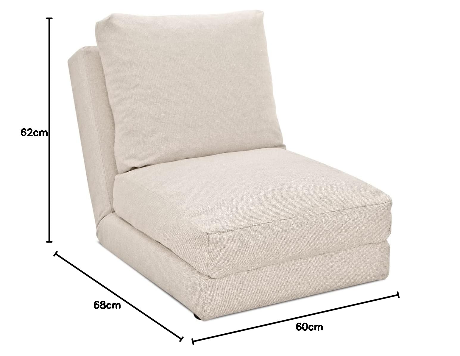 EVERGREENWEB - Piccolo Divano Letto Salvaspazio, Poltrona con Schienale Pieghevole 5 Livelli, Tessuto Sfoderabile Beige, Comodo Pouf Letto 2in1 Trasformabile in Materasso Singolo, Cuscino Rimuovibile