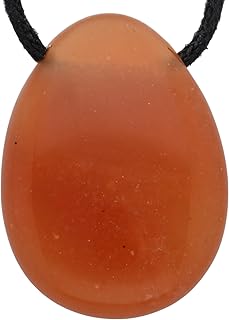 Seltene Tropfen Anhänger mit Baumwollband | Set-Angebot Naturstein Halskette | Echter Edelsteinanhänger | Gebohrter Trommelstein Tropfenanhänger