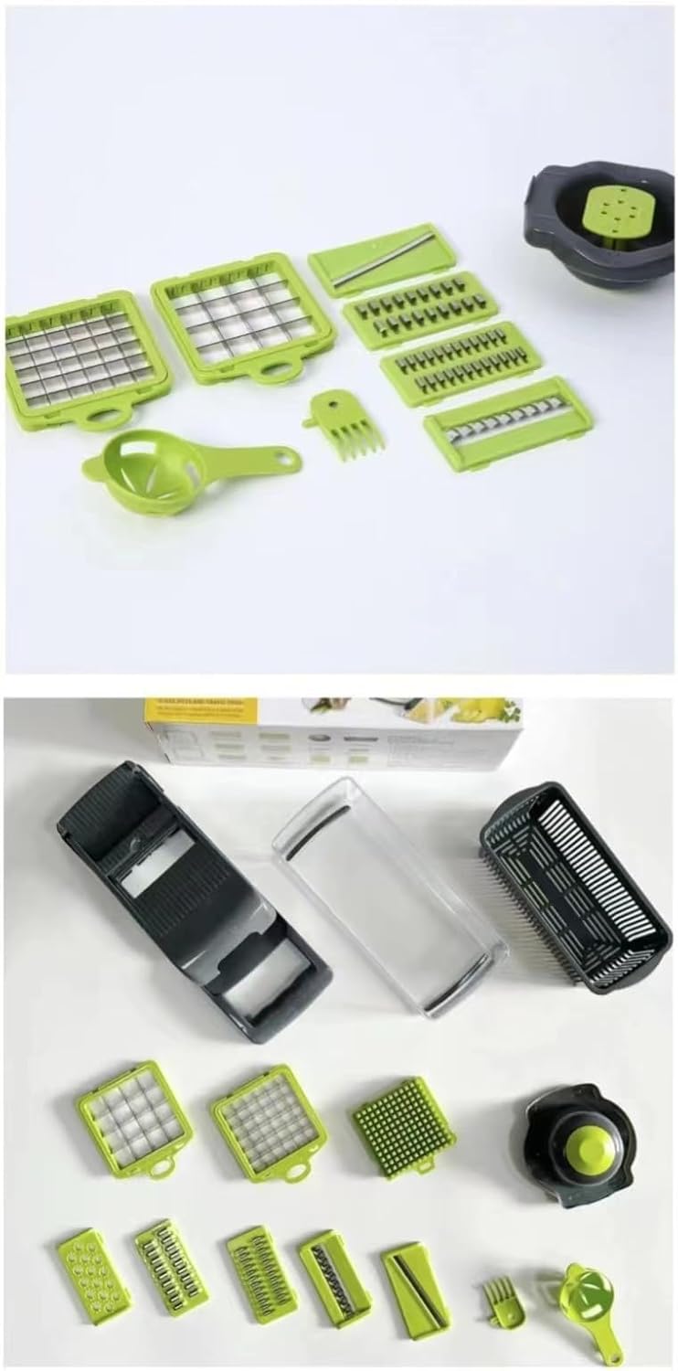Buyohlic 16 In 1 Handheld Manual Kitchen Multifunctional Potato Veggie Grater Mandoline Slicer Machine Onion Cutter And Vegetable Chopper (Kitchen Gadget & Essential)