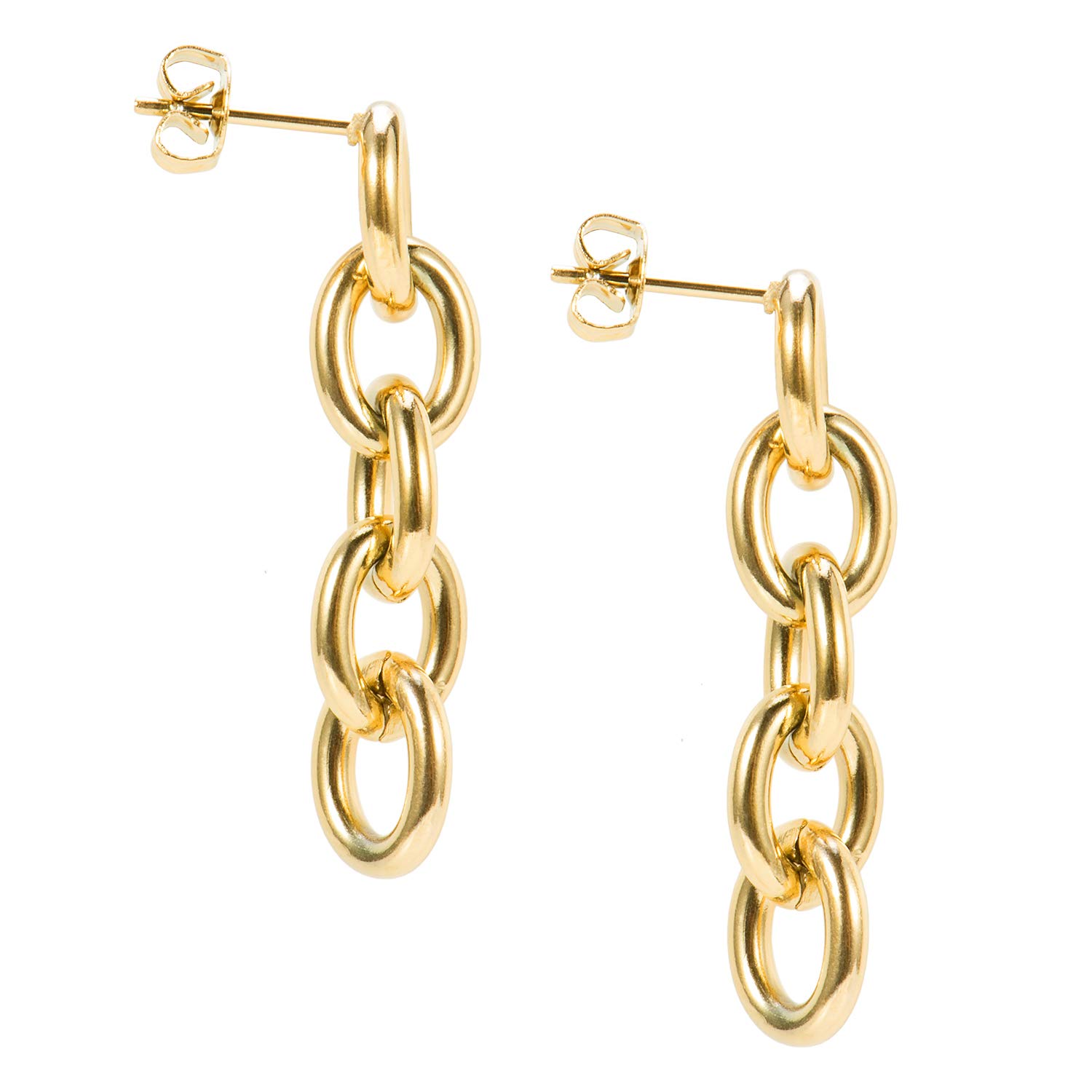 Bold Link Earrings Chain Drop Earrings Long Chain Dangle Earrings 1.3'' Drop