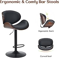 Vista 5 de Soohow Juego de 2 taburetes de bar ajustables, ergonómicos y modernos con respaldo para isla de cocina, taburete de bar de piel sintética