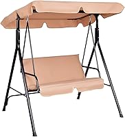 Vista 11 de Tangkula Columpio de porche para 2 personas, columpio al aire libre con cojines extraíbles, estructura de acero sólido, columpio de patio con toldo