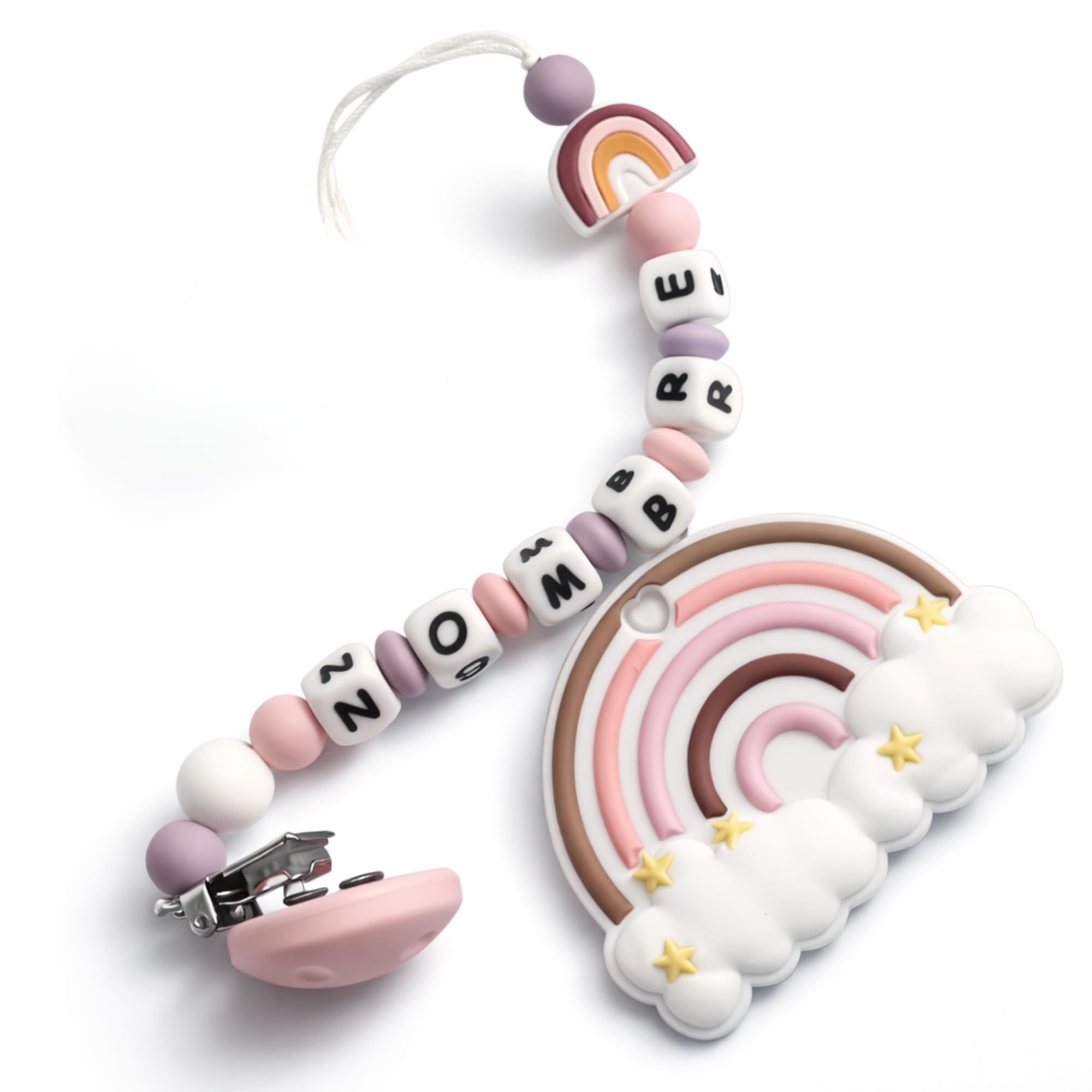 PEQUEANDO Sujetatetinas Cadena Personalizada con Nombre Hecho a Mano en España Chupetero de una Sola Pieza Regalo para Nacimiento y Baby Shower | Mas modelos (Pack Portachupete Azul) — view 7