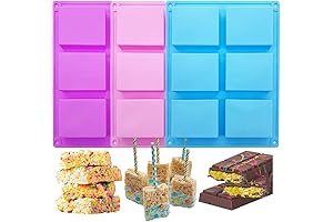 Rice Krispies Treats Molds, 3pcs 6-Cavity Deep Chocolate Bar Mold for Baking Rice Cereal Bars