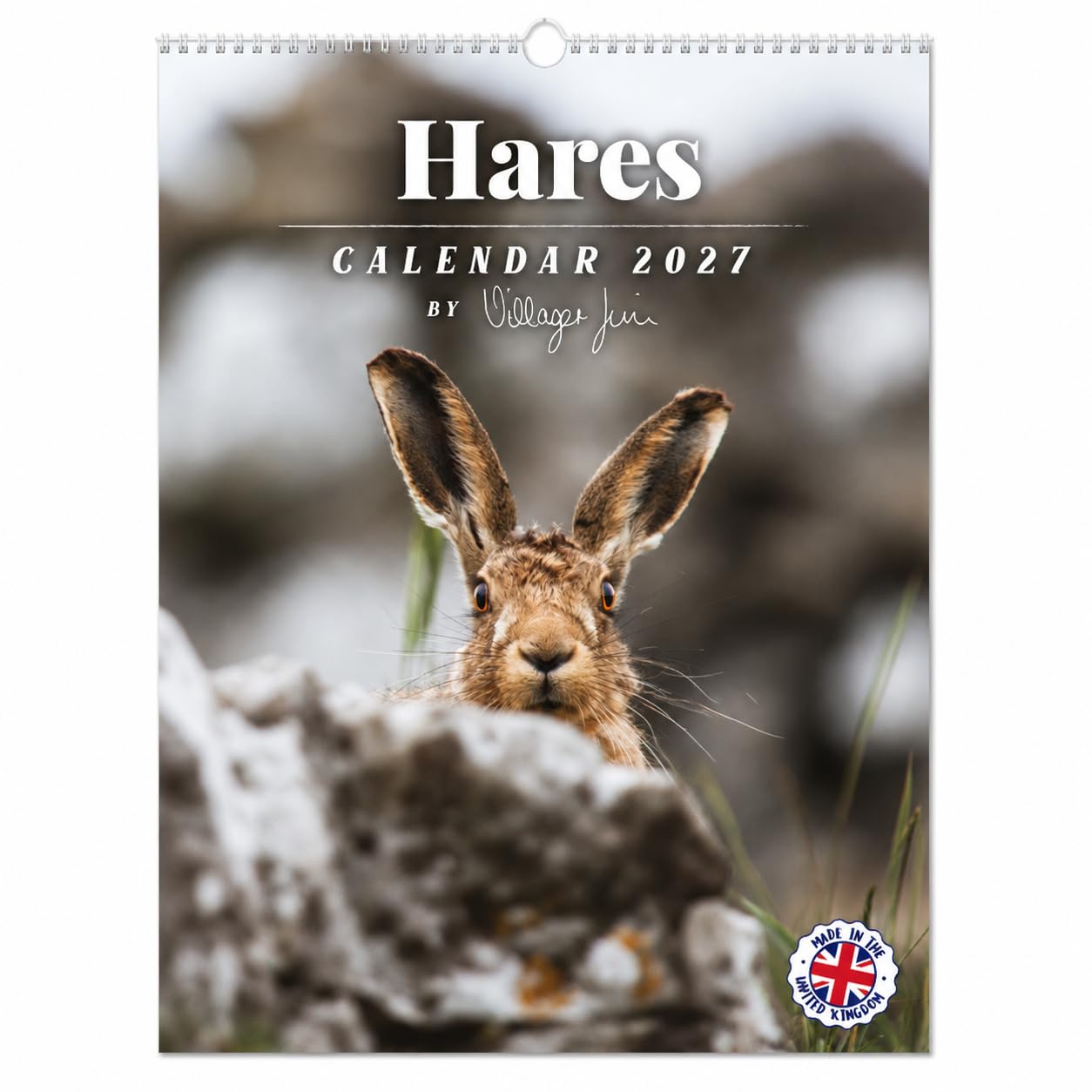 Hares 2027 Calendar – A3 Wall Calendar – Beautiful Hare Photography – Large Monthly Date Grid – Made in the UK