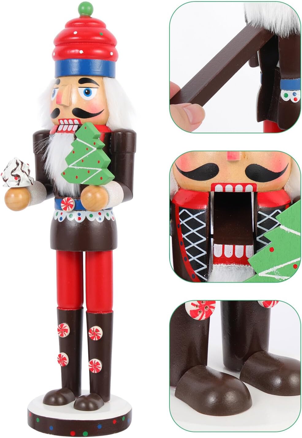 Christmas Desktop Nutcracker Figurine Wooden Xmas Nutcrackers Decor Traditional Holiday Shelf Table Decoration