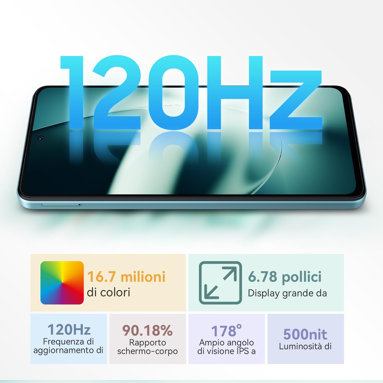 Blackview Smartphone Shark8 Cellulare, 16GB RAM+256GB ROM/2TB-TF, MediaTek Helio G99, 6.78'' FHD+/120Hz, 64MP+13MP, 5000mAh/33W, 4G Dual SIM Telefono, NFC/Face ID/Fingerprint/OTG/3 Slot/3.5mm Jack