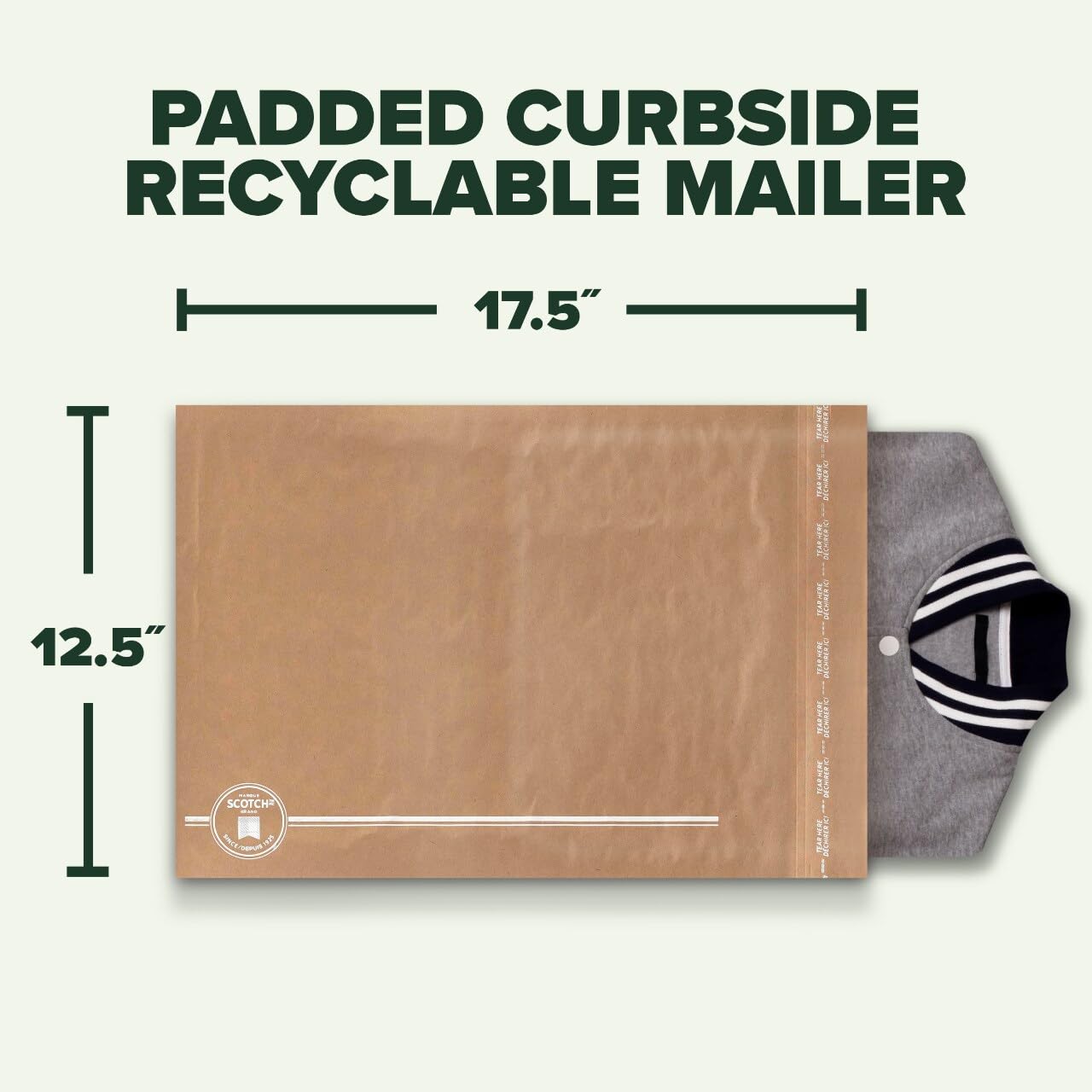 Scotch Luftpolster-Versandtaschen, recycelbar, gepolstert, 31,8 x 44,5 cm, ähnlicher Aufprallschutz wie traditionelle Luftpolster-Versandtaschen (CR-6-25)