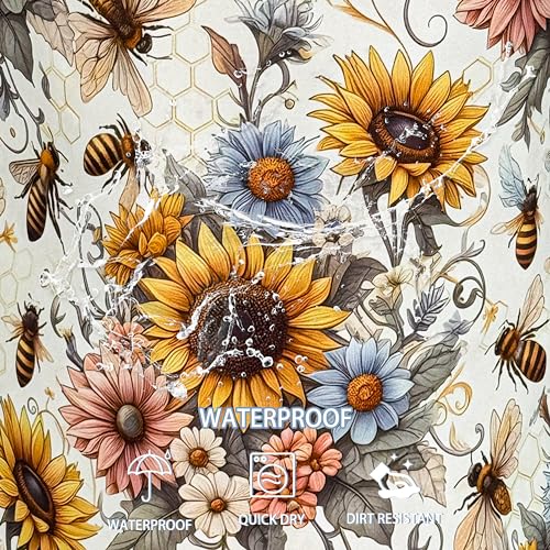 Image of Bee Sunflower Laundry Basket Flower Foldable Waterproof Oxford Cloth