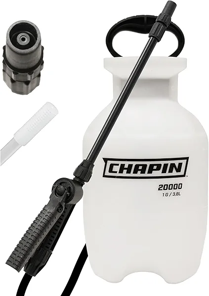 Chapin 20004 Pump Sprayer, 1 Gallon, Lawn and Garden, Hand Pressurized, Anti-Clog Filter, Adjustable Spray Nozzle, Spraying Plants, Watering, Weeds, Fertilizer and Pests, Translucent