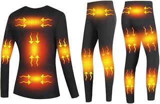 VIMCEOR Thermal Underwear with 13pcs Heated Zones, USB Electric Winter HeatingBaselayer with 3-Gear Temperature for Man Woman