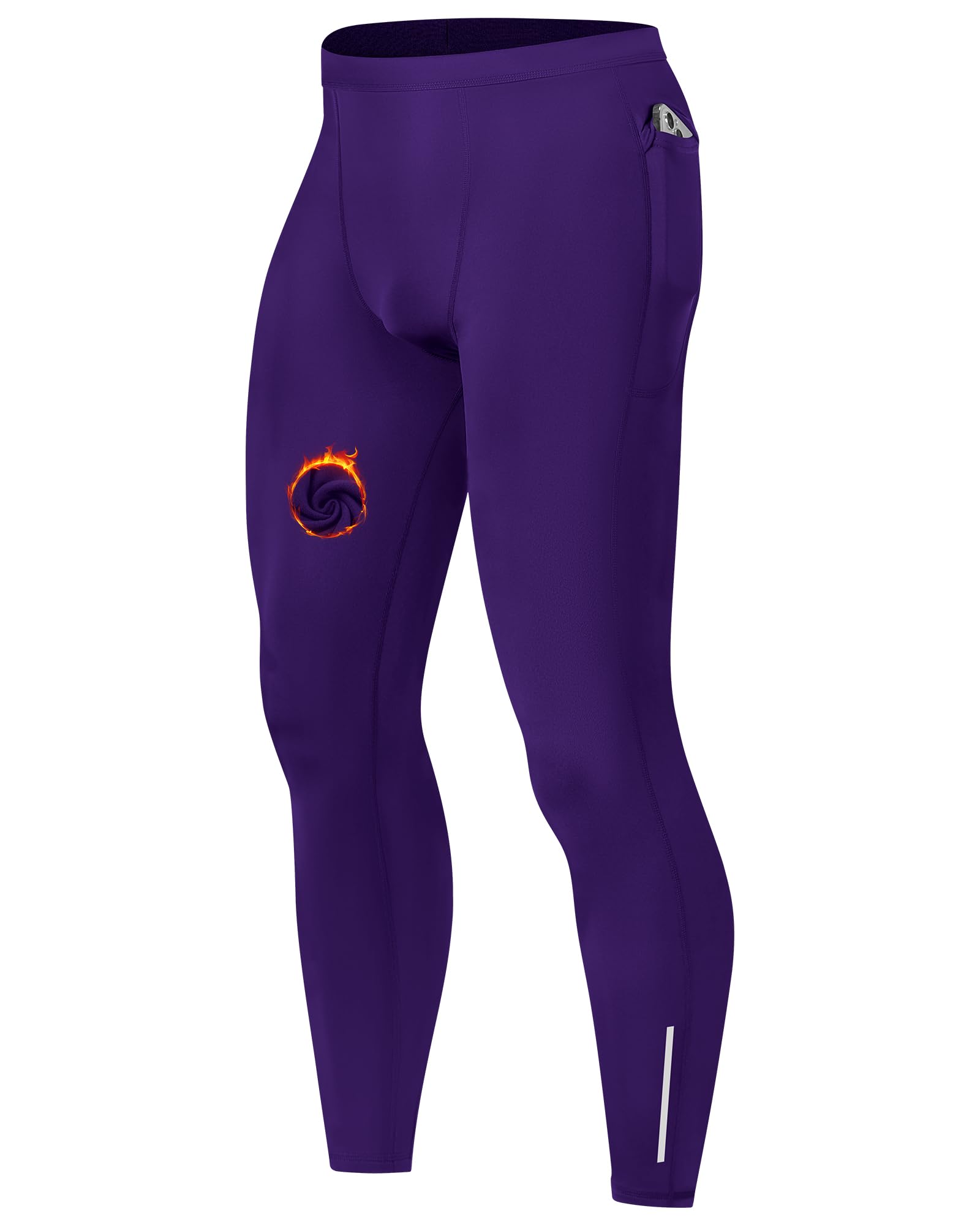 ELIRAVO Herren Thermo Unterhose Lange Leggings Kompressionshose mit Taschen | Soft leichte Thermohose mit Innenfleece Underwear,Thermounterwäsche,angenehm zu tragen, für Ski Wintersport & Outdoor