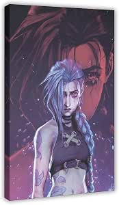 Arcane League of Legends Jinx Anime Canvas Poster - Bedroom, Sports ...