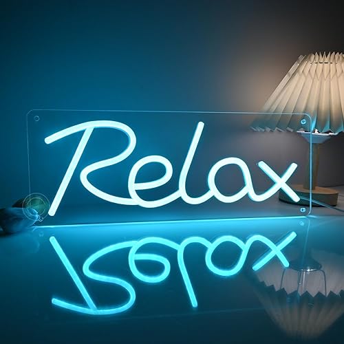 Miniatura 2 de Britrio Letrero LED de neón para relajarse, luz azul hielo, luz nocturna para habitación de niños, cueva de hombre, sala de juegos, dormitorio,