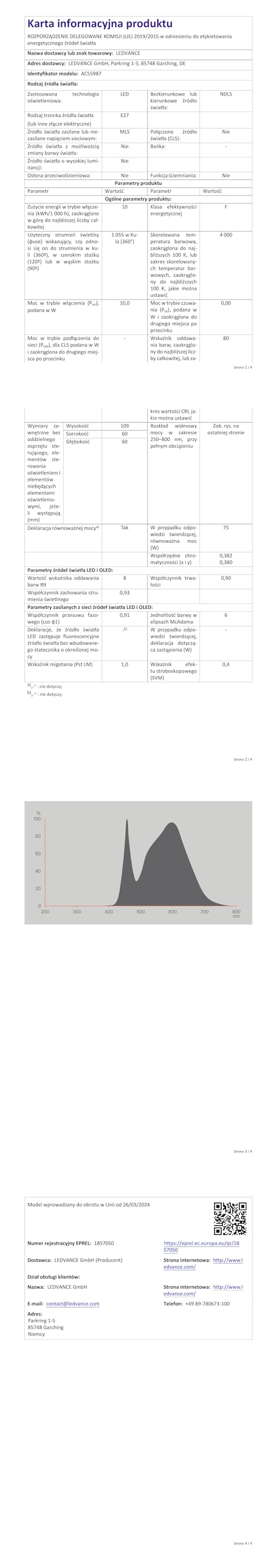 OSRAM Żarówka LED Base Classic A75, kształt żarówki 10W 840, 4000K, zimna biel, E27, matowa, 1055 lm, odporna na wstrząsy i wibracje