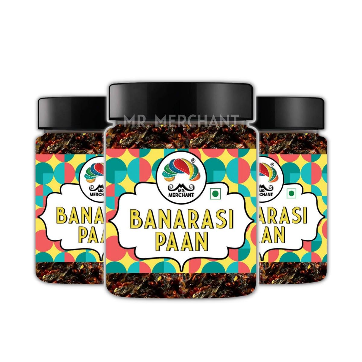 Mr. Merchant Banarasi Meetha Paan Mukhwas, [Mouth Freshener, Digestion, After Meal Snack] [Glass Pack], 900g (Pack of 3)
