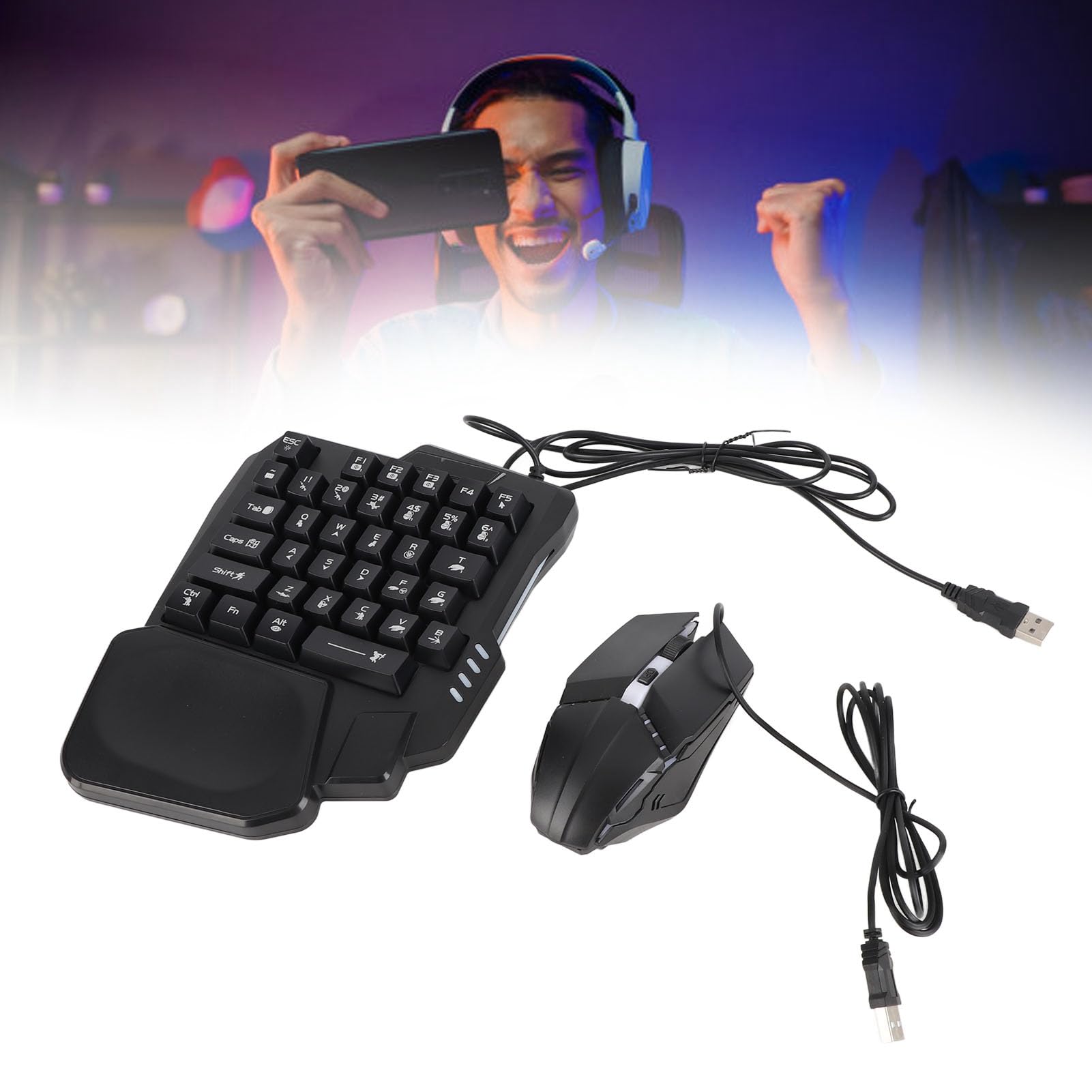 Teclado y Ratón para Juegos de una Sola Mano Combo