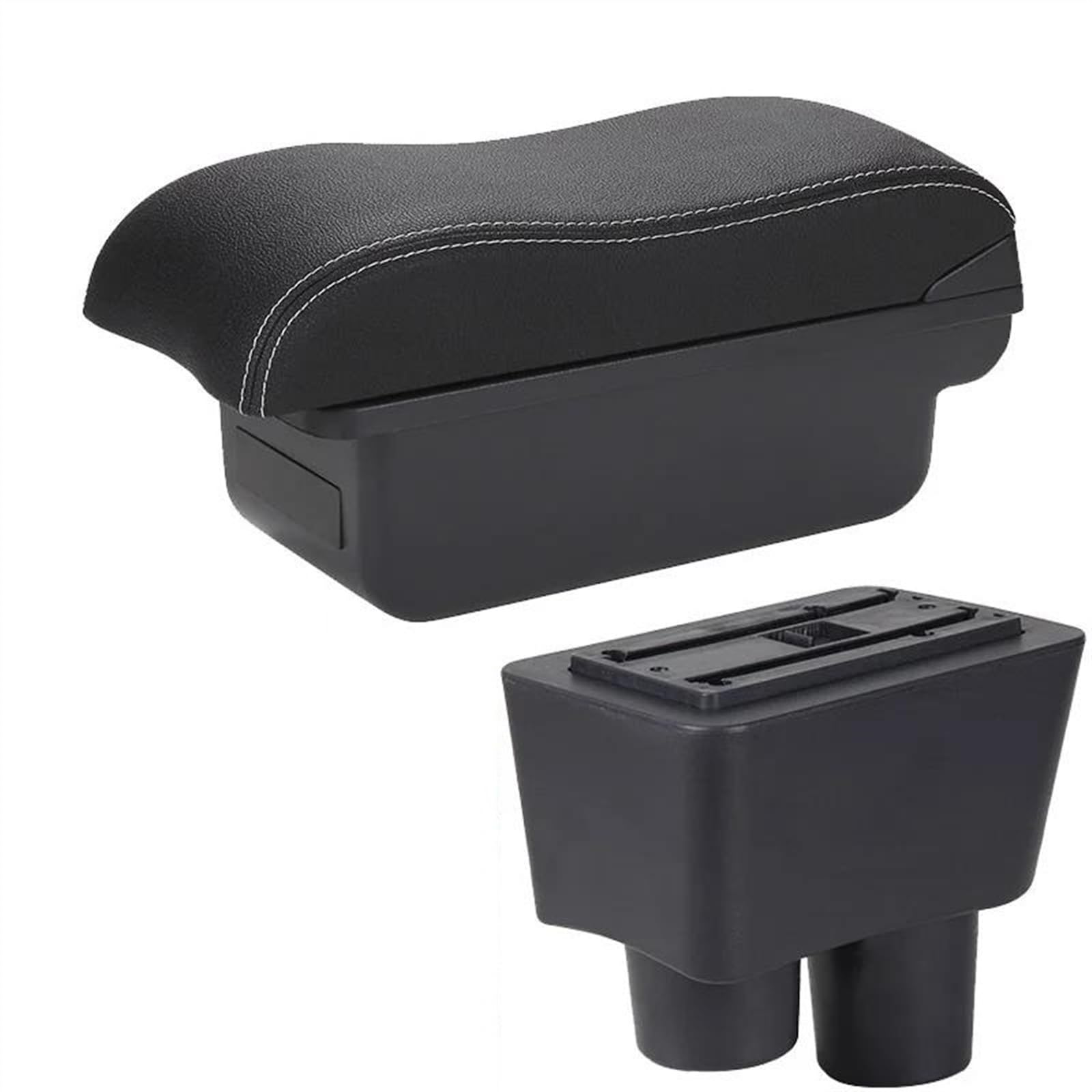 Ysdsls C3 Black White No Usb Armrest Box Rotatable Car Curved Surface Leather Storage Interior Details For Almera For Versa