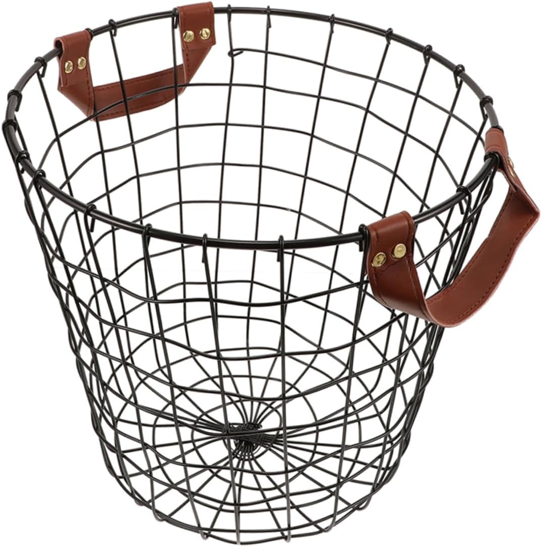 Versatile Use Iron Firewood Basket Round Wire Mesh Laundry Organizer Storage Bin for Home Kitchen Outdoor