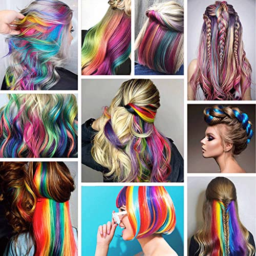 36Pcs Colored Clip In Hair Extensions 22" Colorful Hair Extensions For Kids Rainbow Hair Extension Colorful Hair Extensions Multi-Colors Party Highlights Synthetic Hairpieces (36 Colors Set) #TOP7