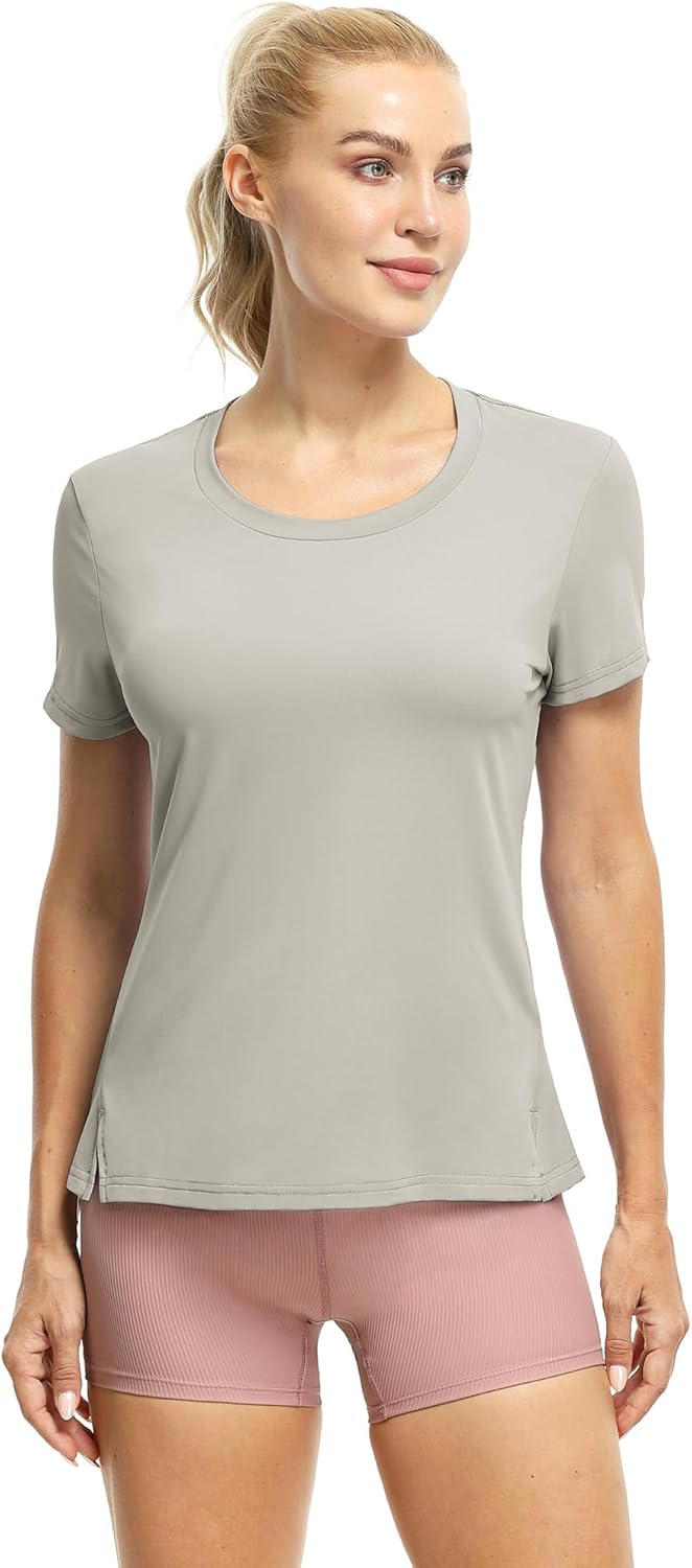 icyzone Women's Athletic Short Sleeve T-Shirts for Workout Running Yoga (Pack of 3) - Image 2