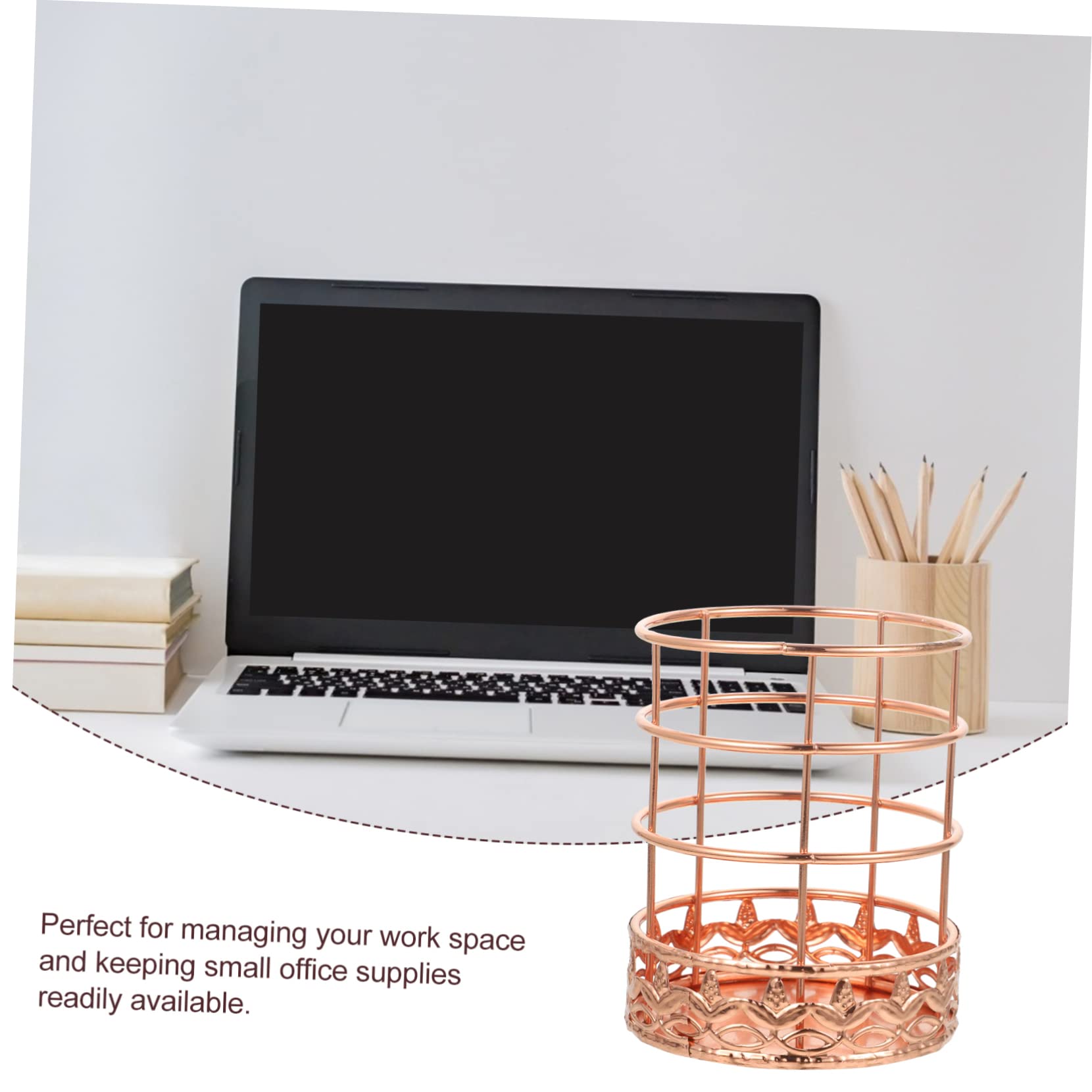 Gadpiparty 4 Pezzi portapenne in oro rosa Cartoleria multifunzionale Titolare organizer da scrivania e archiviazione organizer da tavolo per scrivania ferro battuto Rose Gold
