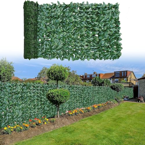 Rotolo di siepe artificiale di edera – Rotolo di foglie finte per recinzione da giardino, decorazione per esterni, pannelli da parete per la privacy e soluzioni paesaggistiche, 1,5 x 10 m