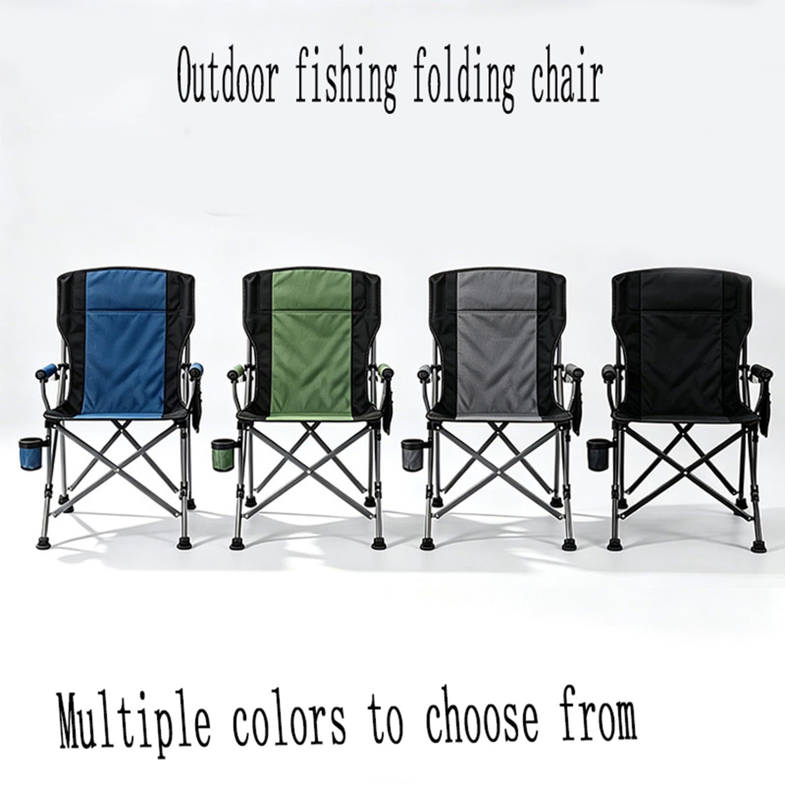 Chaise de Camping Pliable Surdimensionnée Portable avec Porte Gobelets et Accoudoirs Cadre Stable pour Extérieur Intérieur Camping Pêche Couleur Noir Gris E