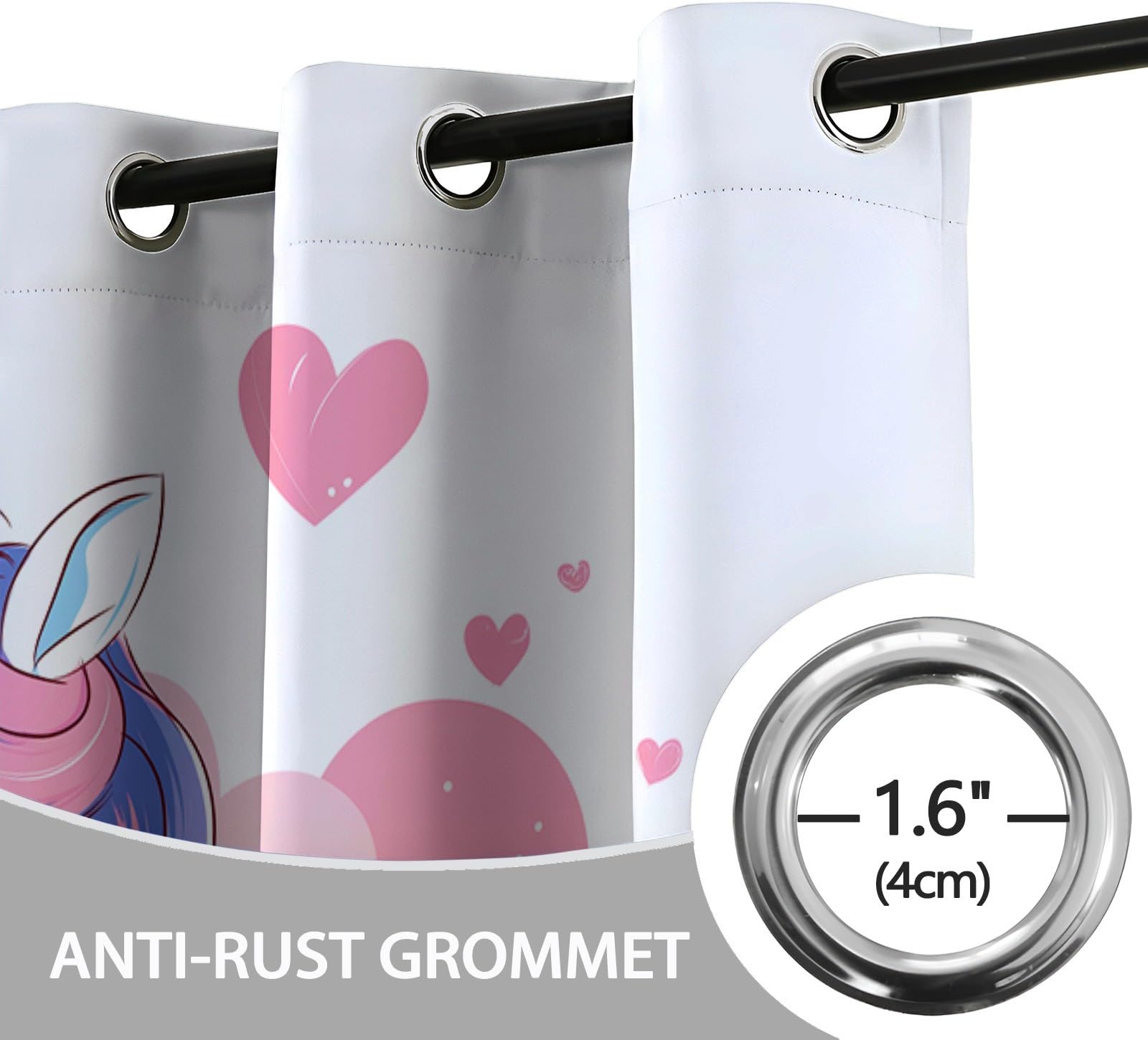 Générique Rideaux Occultants Licorne, Rideaux Imprimé Isolant Thermique Anti Froid - Draperies Polyester Oeillet Style Cartoon pour Chambre Salon Décoration Lot de 2 117L x 229H cm