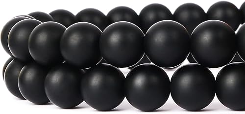 AIXPROBEAD - Cuentas de piedras preciosas naturales de ónix negro mate para la fabricación de joyas, 45 cuentas redondas sueltas de 0.315 pulgadas