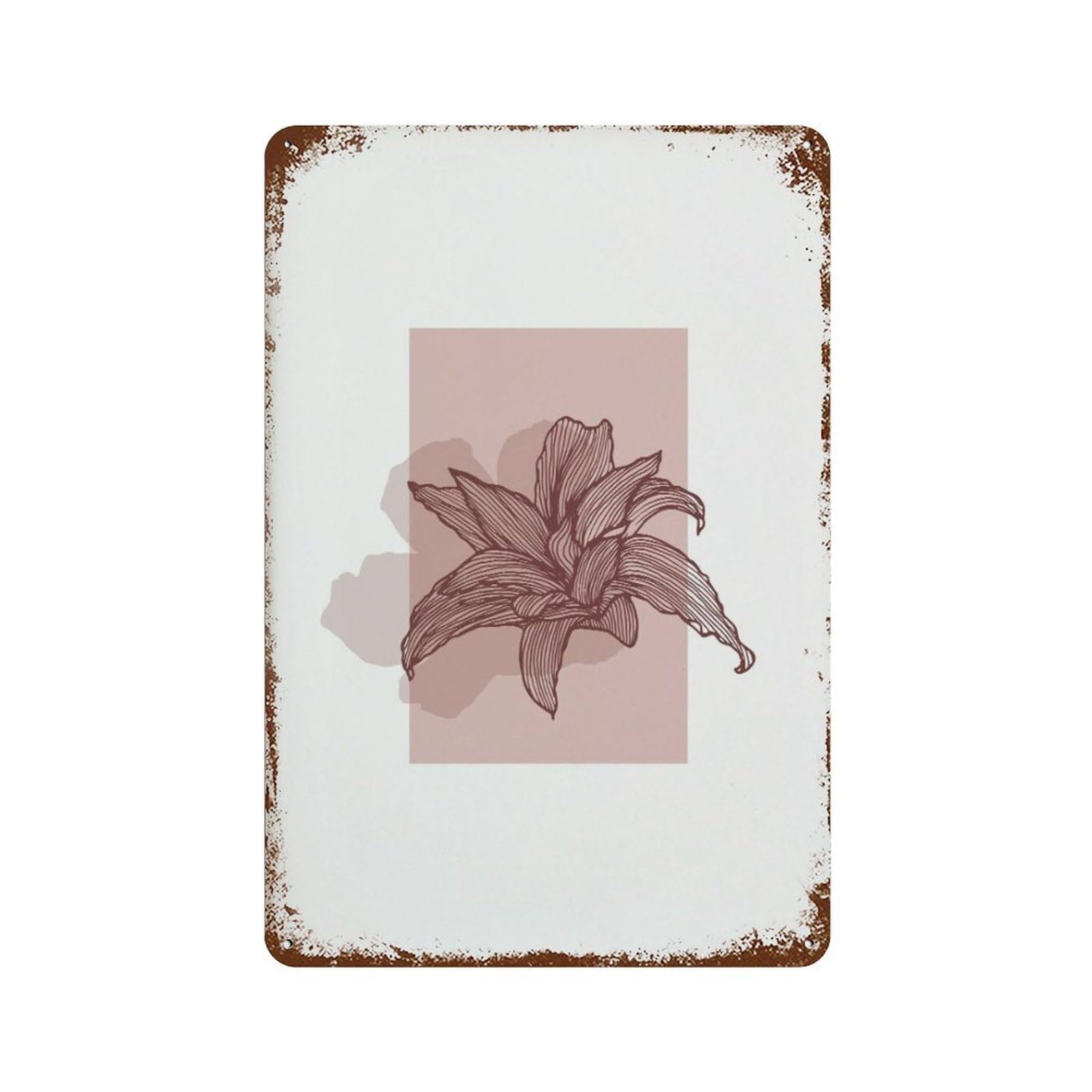 xiaoxiaoshen Blush Botanical Line Floral Decor Wall Decor Art Metal Tin Poster Modern Home Decor Art Home Bar Shop Decorations Vintage Sign 30x20cm